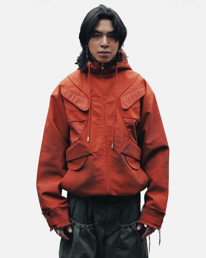 AKYNA Four Eyes field jacket in rust ripstop, image 4 of 9