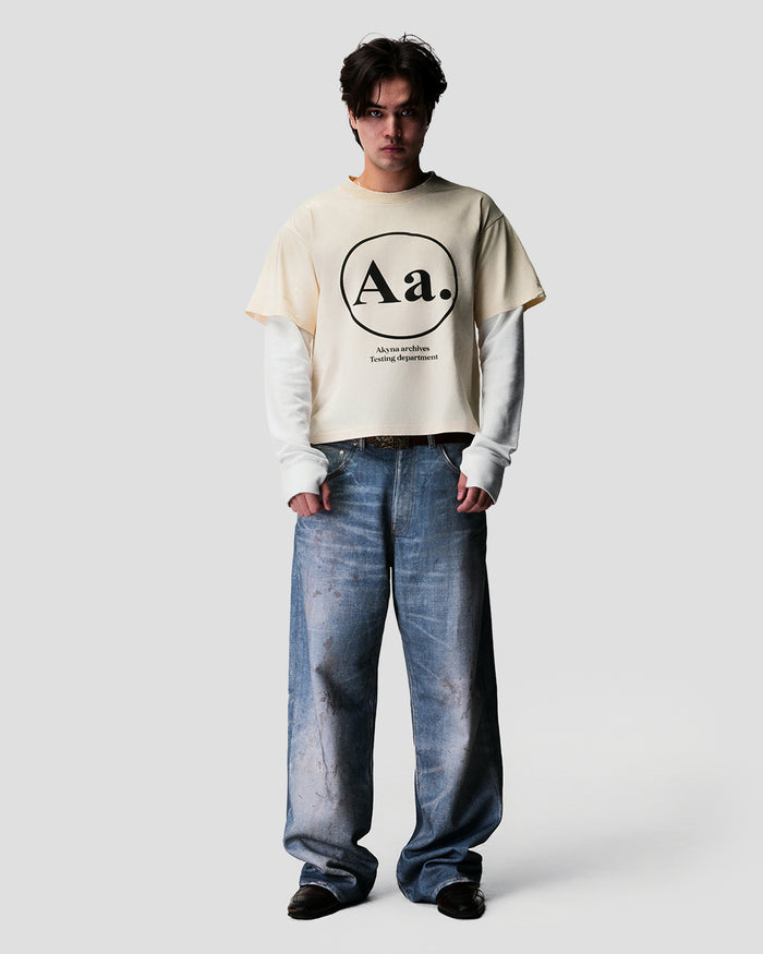 AKYNA Archives layered longsleeve with waffle-knit sleeves, image 1 of 5