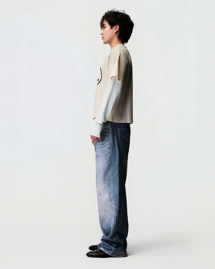AKYNA Archives layered longsleeve with waffle-knit sleeves, image 2 of 5