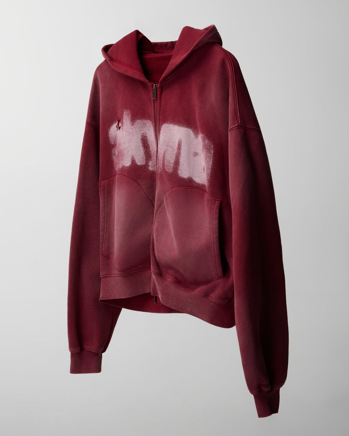 AKYNA Boxing zip up hoodie in washed red, image 4 of 4