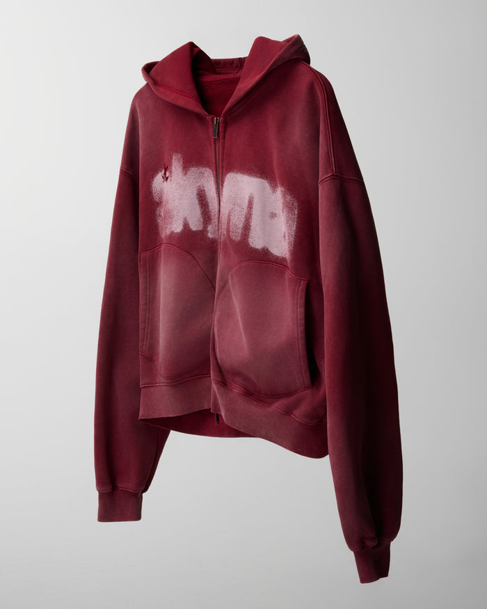 AKYNA Boxing zip up hoodie in washed red, image 4 of 4